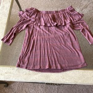Cotton 3/4 length sleeves off the shoulder top